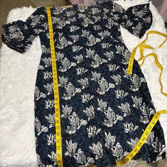 Ralph Lauren Navy and White Floral Lace Dress - Picture 4 of 8